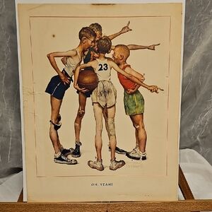 Vintage Basketball Art Print - Norman Rockwell